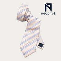Cà Vạt Nam (CV - 44) Màu Hồng Nhạt Sọc Xanh Thời Trang (Ngọc Tuệ Shop)