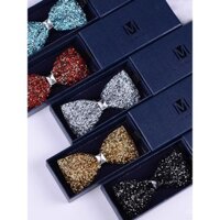 Cà vạt nơ đen thời trang đính đá vàng cho đám cưới nam, phù rể, cà vạt nam phong cách Anh, cà vạt cho bé trai, cà vạt cho trẻ em