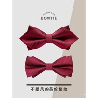 Cà vạt nơ phong cách Anh cho nam, đám cưới chính thức, tiệc kinh doanh, cà vạt đa năng cho chú rể, cà vạt màu đỏ rượu vang, bộ vest thời trang cho phù rể