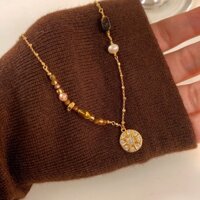 Cá Voi Xi Niche Trang Sức Thu Đông Melade Ngôi Sao Đĩa Ngọc Trai Vòng Cổ Nữ Ánh Sáng Sang Trọng Niche Thiết Kế Áo Len Dây Xích 31203