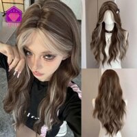 Cabeza Dài gợn sóng xoăn tóc giả, Phần giữa trán ren màu nâu tóc giả tổng hợp tóc giả, Fasion chịu nhiệt Halloween thoáng khí Cosplay Lolita dành cho nữ
