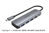 Cable TypeC --> Usb3.0/Hdmi/PD 100W Unitek H1107E