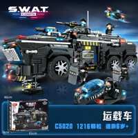 Các khối xây dựng tương thích với mô hình đồ chơi xây dựng xe bọc thép LEGO SWAT Team cậu bé