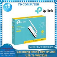 Cạc mạng không dây TP-Link USB TL-WN 722N Chuẩn N 150Mbps 1 Ăng-ten ngoài - Hàng chính hãng FPT phân phối