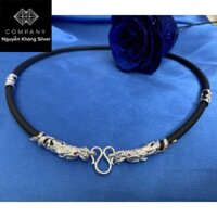 Các mẫu dây cao su đen bọc bạc hình đầu rồng cho nam