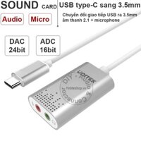 Cạc sound DAC USB-C audio 3.5mm Tai nghe Microphone - USB type-C ra audio 3.5mm Audio và Microphone Unitek Y-248