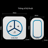 CACAZI 9909 Chuông cửa không dây chống nước cao cấp có kèm miếng dán 3M để dán nút nhấn chuông