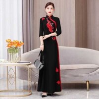 Cách Dân Phong Gian   Nam Ao Dai Lady Hoa Thêu Truyền Thống Phương Đông Qipao Trang Ph