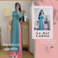 Cách tân xưa,áo dài dáng suông truyền thống màu xanh áo dài nữ may sẵn lụa Tô Châu cao cấp,  Áo dài Unbon