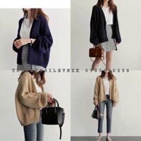 CADIGAN LEN TAY BỒNG NHẸ CÁNH DƠI - ÁO KHOÁC ĐEN BE XANH THAN ULZZANG