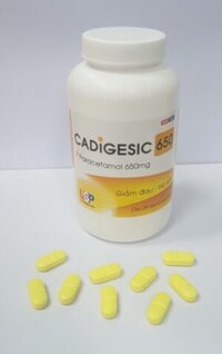 CADIGESIC 650 (Lọ) – Viên vàng_USP_Paracetamol 650mg_Lọ/200V/16_giảm các triệu chứng sốt, đau nhức