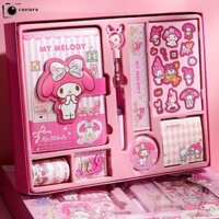 Caeiore Kuromi My Melody Learning Văn phòng phẩm, Sổ tay DIY Sanrio Hand Ledger Set, Phim hoạt hình Quicksand Pen Đồ dùng học tập dễ thương