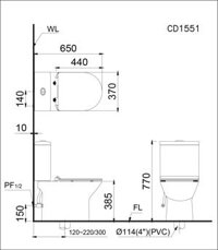 CAESAR CD1551P CD1551N CD1551U – Bồn cầu 2 khối