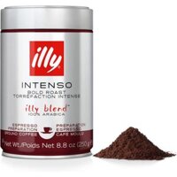 Cafe nhãn hiệu Ý hương Cacao trái cây sấy illy Ground Coffee Espresso Intenso Dark Roast Warm Notes (250g)