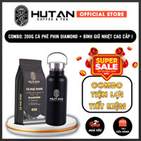 Cafe Pha Phin Diamond 200G HUTAN + Bình Giữ Nhiệt Cao Cấp 1 - Cà Phê Nguyên Chất Thơm Nồng - Đậm Đà