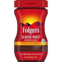 Cafe rang hòa tan hương vị cổ điển Folgers Classic Roast Instant Coffee Crystals, 8-12 Ounces (226, 340 gram)