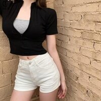 [Cagjb] Quần Short Nữ Cao Cấp Thường Ngày Màu Trơn Gợi Cảm Quần Jean Nữ YOMG