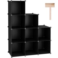 C&AHOME Cube Storage, 9-Cube Bookshelf, Plastic Closet Cabinet Organizer, DIY Stackable Bookcase, Modular Shelving Units Ideal for Home, Office, Ki...