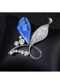 Cài áo đính đá lạ mắt GC185 - Bạc-xanh