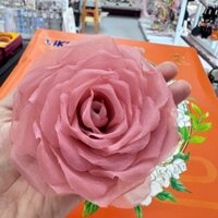 Cài áo hoa lụa voan hồng 613