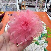 Cài áo hoa lụa voan nhăn hồng 609