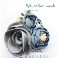 Cài áo hoa vải lụa dạng chùm đính cành đá mạ kim Mã KA-70 Xám xanh
