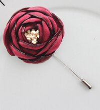 Cài áo thời trang hoa lụa sang trọng nhiều mầuGC12 - Đỏ