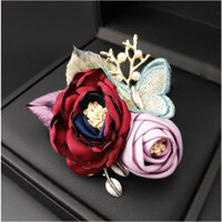 Cài áo thời trang vải Vintage dễ thương hoa lá