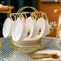 （Cái cốc）™₪Phong cách châu Âu bộ xương tách cà phê Trung Quốc đơn giản nhà sang trọng đĩa thìa trà buổi chiều kiểu Anh
