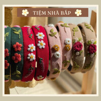 Cài nơ thêu hoa phong cách retro vintage handmade thủ công Tiệm Nhà Bắp