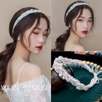 Cài tóc cô dâu dây hạt trai đài loan bện dây đá kiểu băng đô buộc mẫu cài tóc mới t3- 2024 Giangpkc Sp220667
