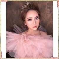 Cài tóc cô dâu Voan quây chun quấn sẵn chất voan phồng đẹpTH