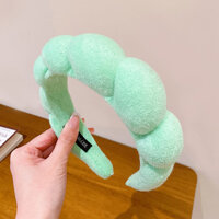 Cài tóc thắt bím chăm sóc da mặt phong cách Hàn Quốc - Xanh lá non