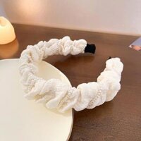 Cài tóc trân châu màu trắng, hoa vải trắng xinh đẹp, băng đô cài tóc áo dài tết - Trân châu