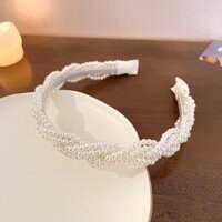 Cài tóc trân châu màu trắng, hoa vải trắng xinh đẹp, băng đô cài tóc áo dài tết - Ngọc