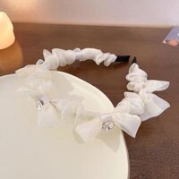 Cài tóc trân châu màu trắng, hoa vải trắng xinh đẹp, băng đô cài tóc áo dài tết - Nơ