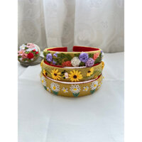 Cài tóc(bờm tóc)thêu tay Handmade by Chang .Màu vàng mustard cực xinh