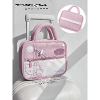 Caiyu Hello Kitty màu tương phản dễ thương túi lưu trữ dung lượng lớn di động du lịch du lịch mỹ phẩm đa năng túi đựng đồ vệ sinh