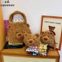 Caiyu Túi đeo chéo gấu Barcelona dễ thương Dung tích lớn Ba lô đồ chơi sang trọng đa chức năng