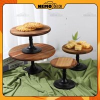 Cake Stand 1 Tầng Gỗ Keo, Kệ Để Bánh Dạng Tròn, Nemo Decor dùng trưng bày, Phụ Kiện Chụp Ảnh