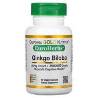 California Gold Nutrition Ginkgo Biloba Extract EuroHerbs European Quality 120 mg 60 Veggie Capsules