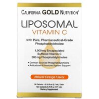 California Gold Nutrition Liposomal Vitamin C Natural Orange Flavor 1000 mg 30 Packets 0.2 oz (5.7 ml) Each
