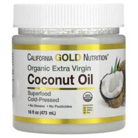 California Gold Nutrition SUPERFOODS – Cold Pressed Organic Virgin Coconut Oil 16 fl oz (473 ml)