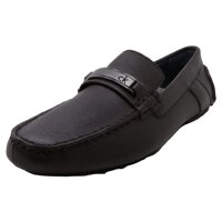 Calvin Klein Mens Marcell Leather Square Toe Penny Loafer, Dark Brown, Size