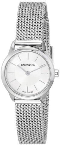 Calvin Klein Minimal Women's Stainless Steel Mesh Bracelet with Silver Dial Watch (Model: K3M23126)