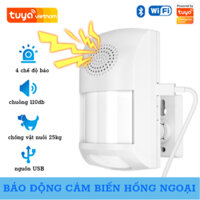 Cảm biến báo động WIFI TUYA có còi,chống trộm,chống báo động vật nuôi dưới 25kg, điều khiển qua app
