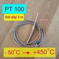 Cảm biến nhiệt độ PT100 – Dài dây 2m, sensor nhiệt độ pt100 3 dây PT100-2M