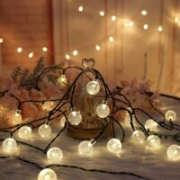 (Cắm Điện-10 Mét) Dây Đèn Led Trang Trí Bi Bọt Bóng Pha Lê Có Phích Nối Dài Dây Decor Tiệc Noel Lễ Tết