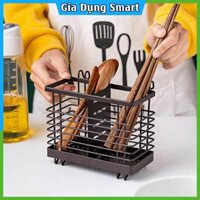 CẮM ĐŨA INOX CAO CẤP CÓ MÓC TREO, Ống Cắm Đũa Thìa Inox Sơn Tĩnh Điện 4101