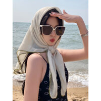 Cảm Giác Cao Cấp 90cm Màu Trơn Lớn Vuông Khăn Vải Lanh Cotton Khăn Lụa Nữ Khăn Trùm Đầu Mỏng Khăn Chống Nắng Khăn Choàng Ngoài Ga